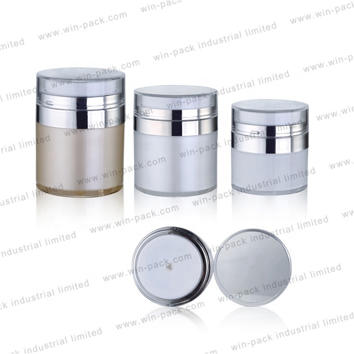 popular design 15g 30g 50g white airless jar with pump lid for cosmetic cream packaging