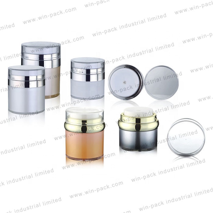 popular design 15g 30g 50g white airless jar with pump lid for cosmetic cream packaging