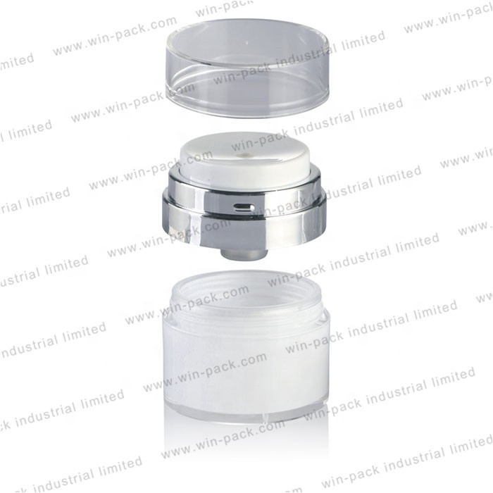 popular design 15g 30g 50g white airless jar with pump lid for cosmetic cream packaging