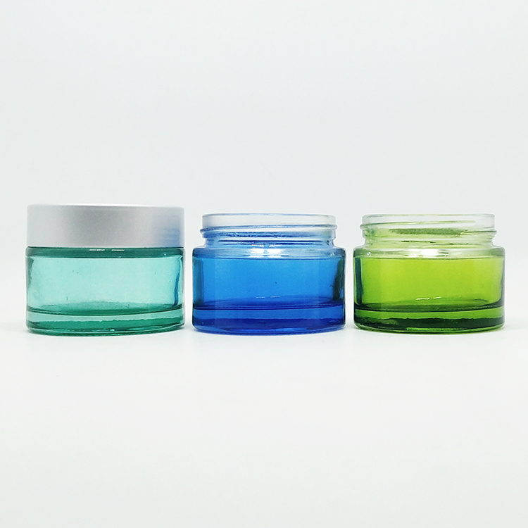 popular luxury jar 5g 10g 20g 30g 50g 100g 200g gradient grey frosted creamy anti aging face mask glass cream jar with white lid