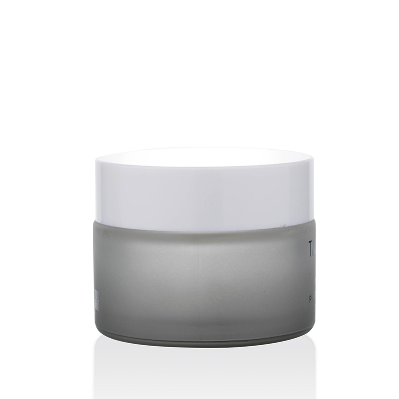 popular luxury jar 5g 10g 20g 30g 50g 100g 200g gradient grey frosted creamy anti aging face mask glass cream jar with white lid