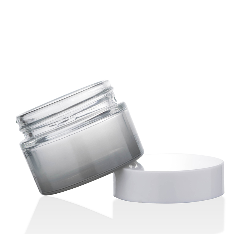 popular luxury jar 5g 10g 20g 30g 50g 100g 200g gradient grey frosted creamy anti aging face mask glass cream jar with white lid