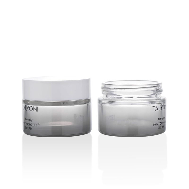 popular luxury jar 5g 10g 20g 30g 50g 100g 200g gradient grey frosted creamy anti aging face mask glass cream jar with white lid