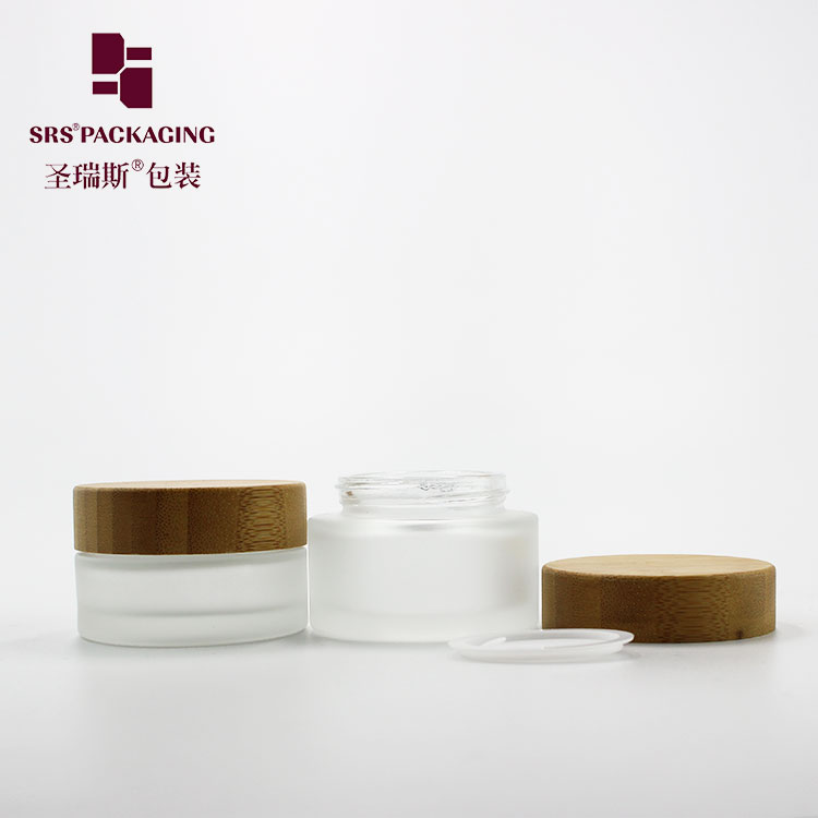 popular matte white 15g 30g 50g 100g Glass Cream Jar with bamboo lid