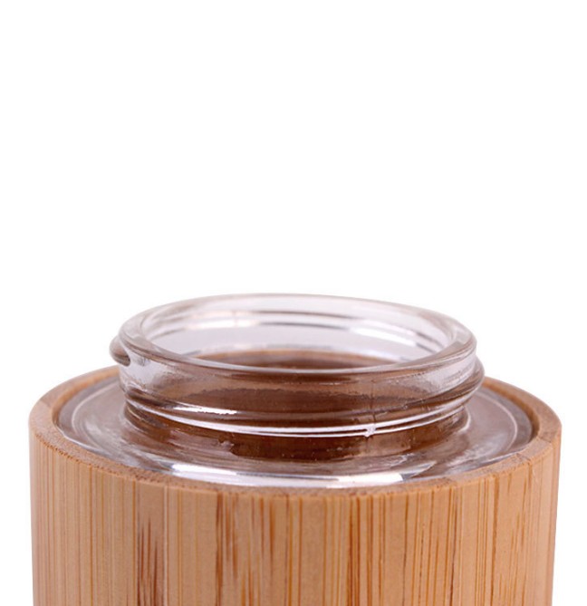 popular matte white glass 57ml face cream jar with bamboo lid