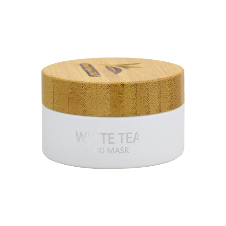 popular matte white glass 5g 15g 30g 50g 100g face cream jar with bamboo lid