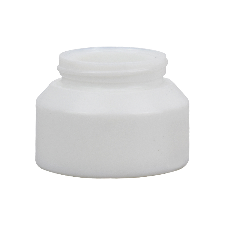 popular opal white 30g 50g inclined shoulder glass face mask cream jar with wooden lid