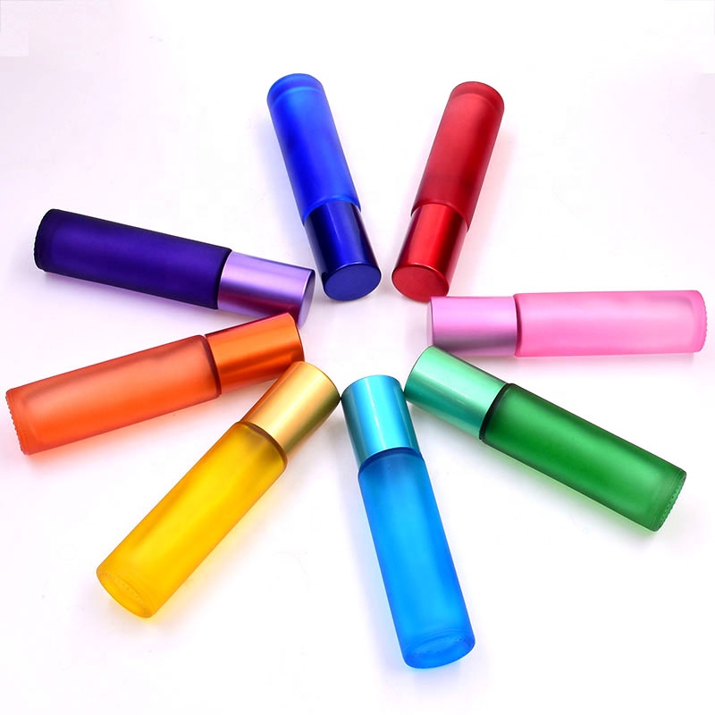 popular roller bottles 10ml empty roll on glass bottle with rainbow color for cosmetic packaging elegant deodorant perfume