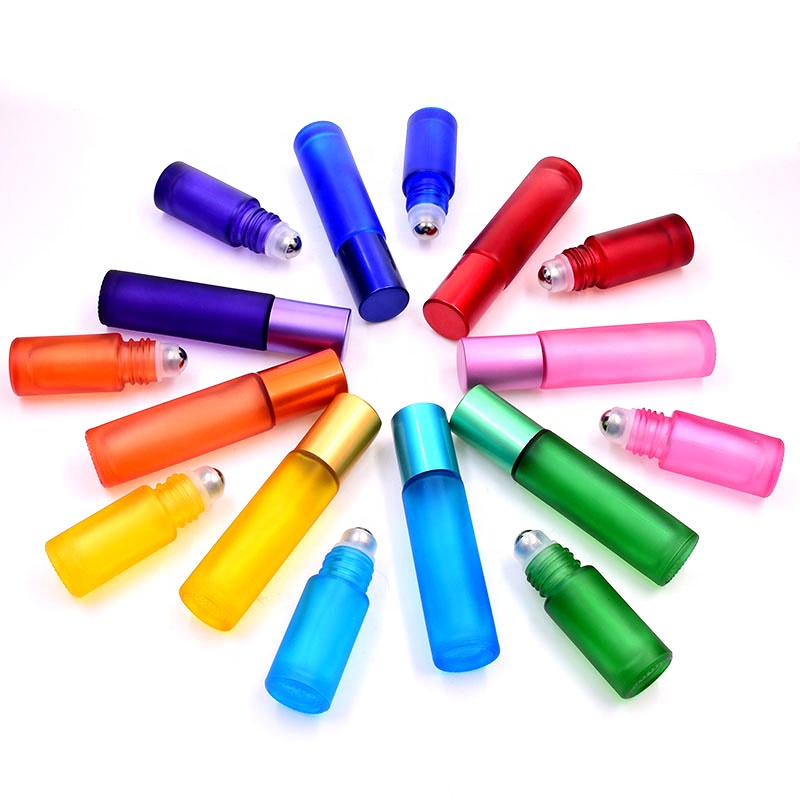 popular roller bottles 10ml empty roll on glass bottle with rainbow color for cosmetic packaging elegant deodorant perfume