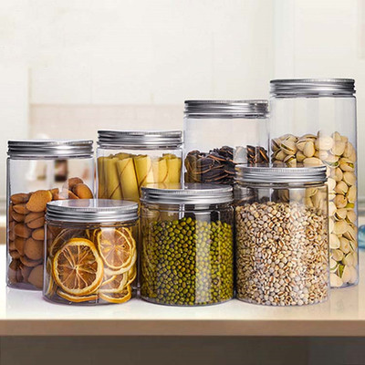 popular sale tea flowers nut dry food container jar plastic PET food grade storage bottles