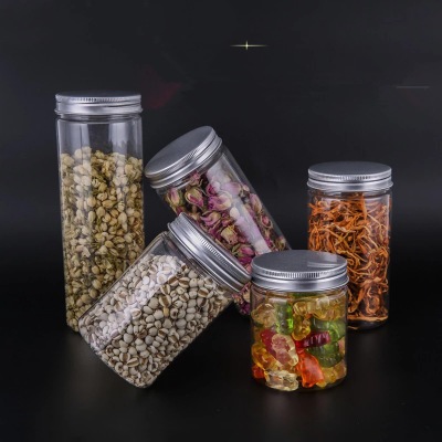 popular sale tea flowers nut dry food container jar plastic PET food grade storage bottles