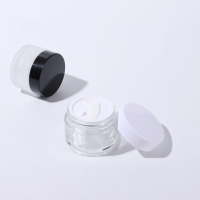 popular shaped moisturiser round glass jar with white screw top lid
