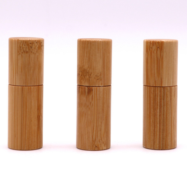 portable essential oil bottle bamboo roll on bottle glass bottle with natural bamboo cap 3ml 5ml 10ml 15ml