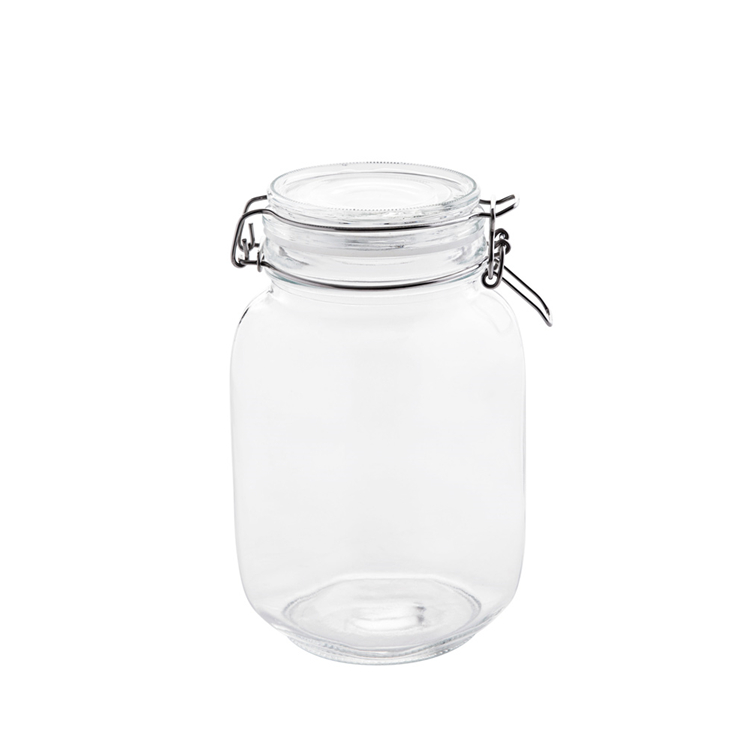 portable flipping clip hermetic  lid large glass bottle  food storage jar with clip top lid 750ml 1000ml 1500ml 2200ml