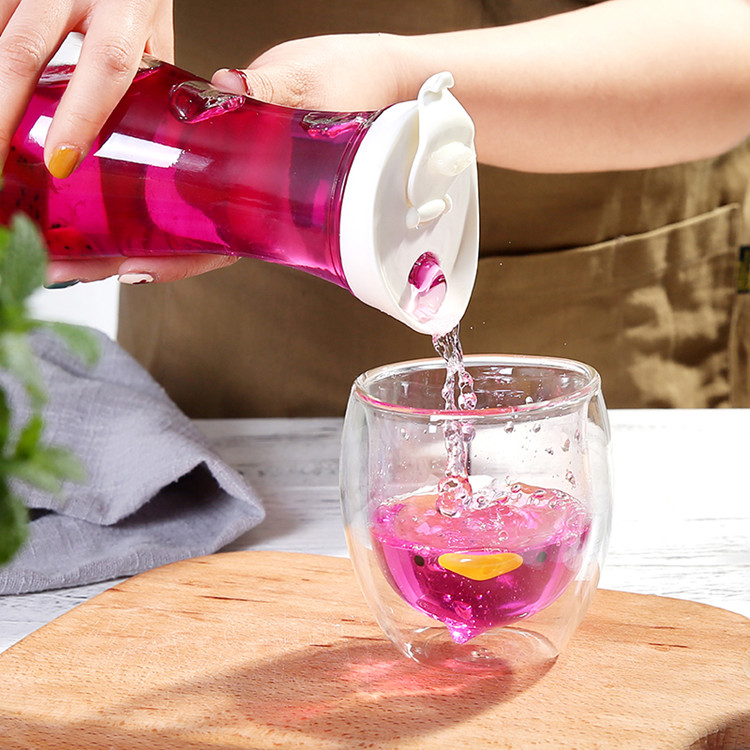 portable juice glass bottle water bottle with plastic airtight lid 1000ml