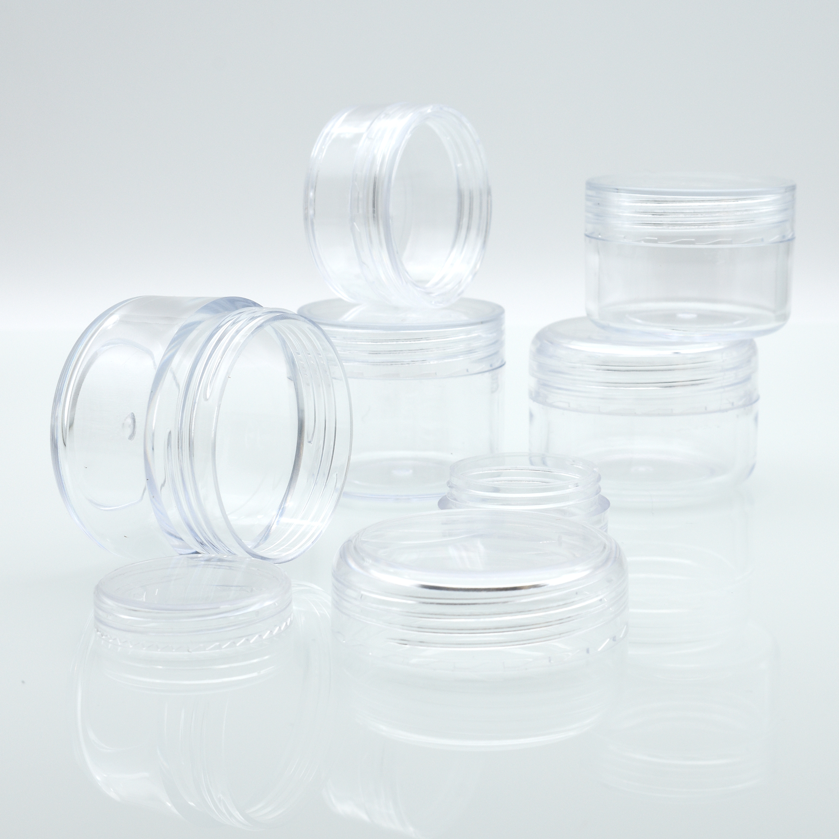 portable plastic cosmetic sample containers 2.5ml 2g 2.5g 3g 5g plastic cream pot jars PS plastic container for power packaging