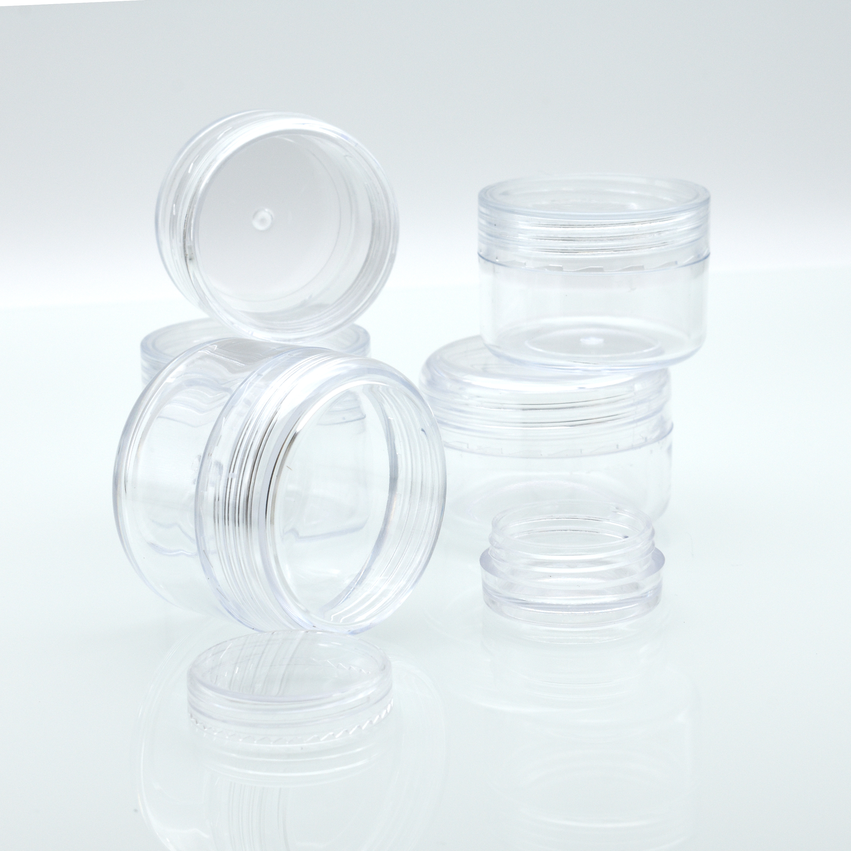 portable plastic cosmetic sample containers 2.5ml 2g 2.5g 3g 5g plastic cream pot jars PS plastic container for power packaging