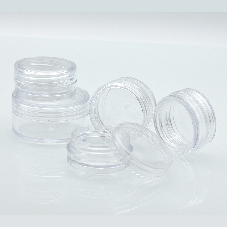 portable plastic cosmetic sample containers 2.5ml 2g 2.5g 3g 5g plastic cream pot jars PS plastic container for power packaging
