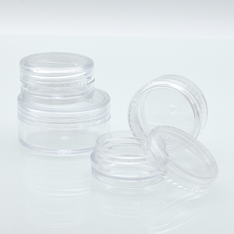 portable plastic cosmetic sample containers 2.5ml 2g 2.5g 3g 5g plastic cream pot jars PS plastic container for power packaging