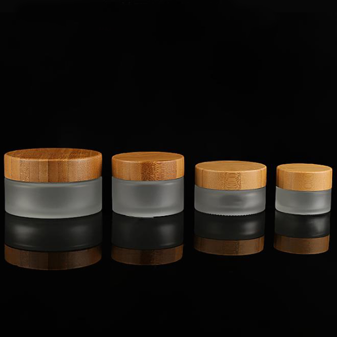 pot de creme en verre en bambou bamboo glass cream jar 100ml