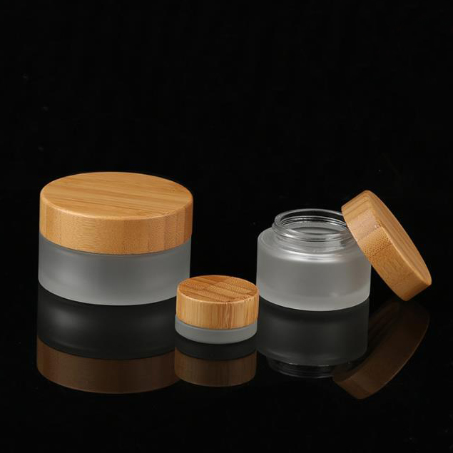 pot de creme en verre en bambou bamboo glass cream jar 100ml