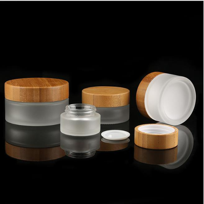 pot de creme en verre en bambou bamboo glass cream jar 100ml