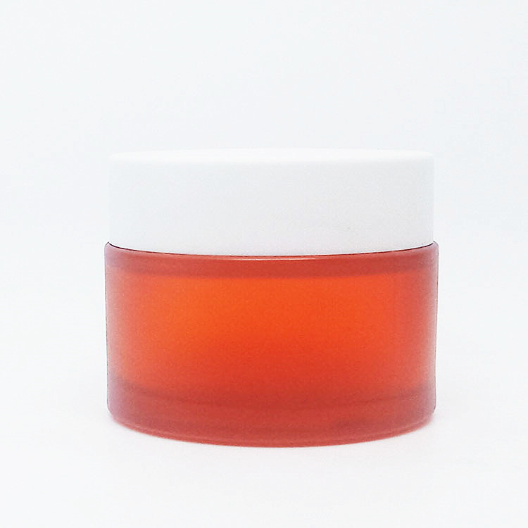premium big luxury orange straight glass cosmetic jars with lid