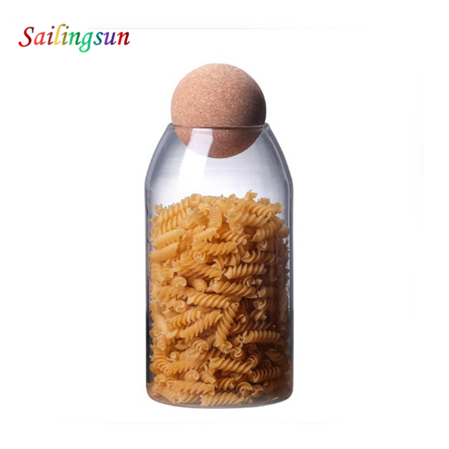 premium high clear quanlity grade with cork ball stopper handcraft pyrex glass jar