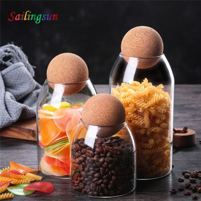 premium high clear quanlity grade with cork ball stopper handcraft pyrex glass jar