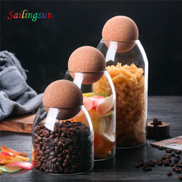 premium high clear quanlity grade with cork ball stopper handcraft pyrex glass jar