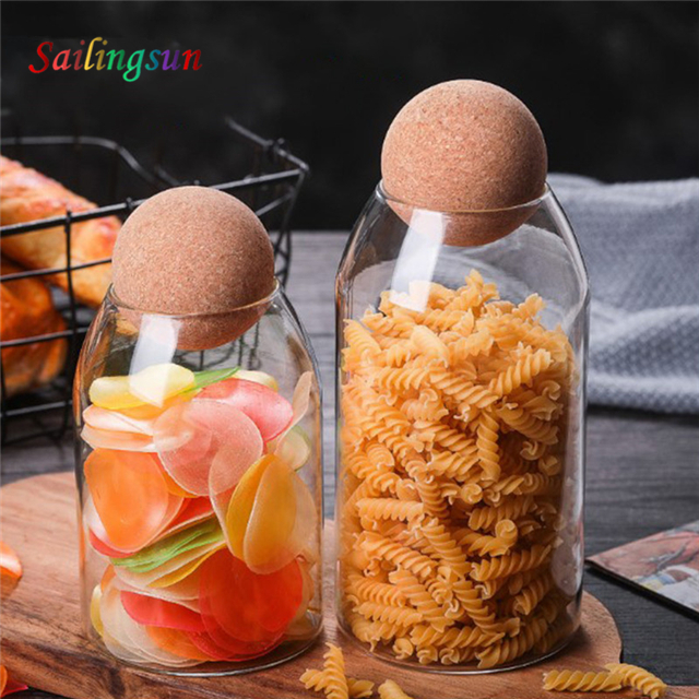 premium high clear quanlity grade with cork ball stopper handcraft pyrex glass jar