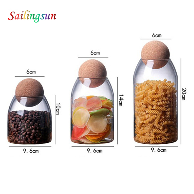 premium high clear quanlity grade with cork ball stopper handcraft pyrex glass jar