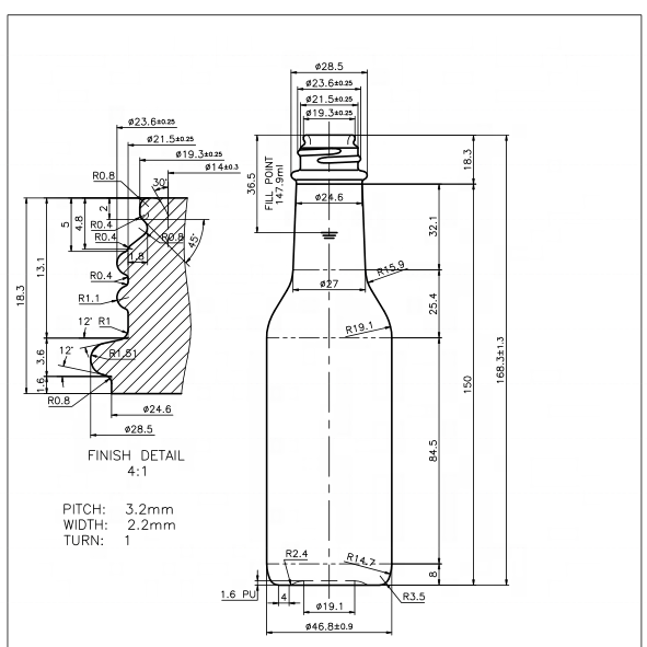 premium neat small 148ml 150ml chili sauce clear vinegar flint glass GPI 28-400 24-490 5oz woozy bottle