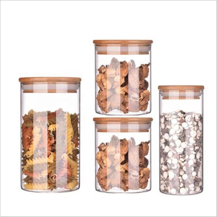 premium quality high borosilicate glass jar kitchen food storage canister container glass jars with bamboo lid