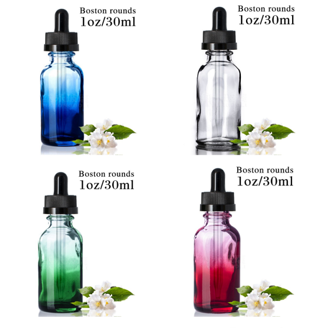 printing surface handling essential oil boston round glass bottle with dropper