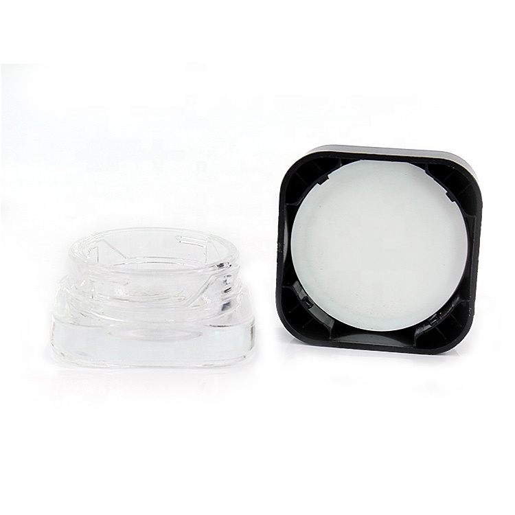 private label empty cosmetic packaging 10ml clear square glass eye cream jar with black lid