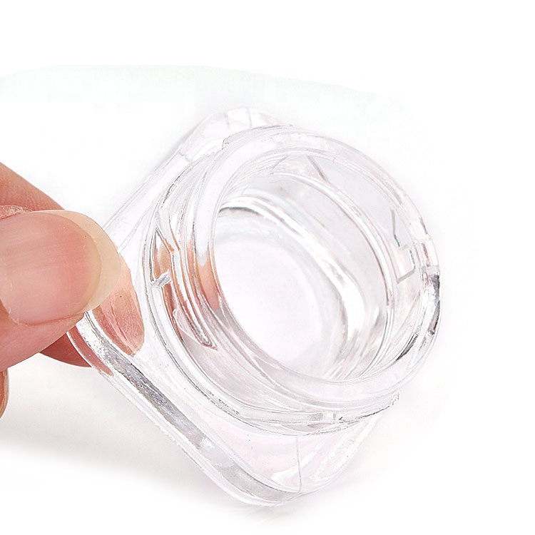 private label empty cosmetic packaging 10ml clear square glass eye cream jar with black lid