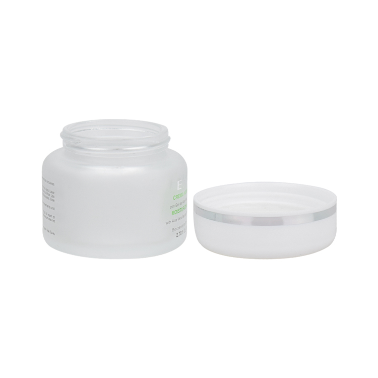 private mould frosted glass jar 80ml 80g round shoulder cosmetic cream jar with white lids