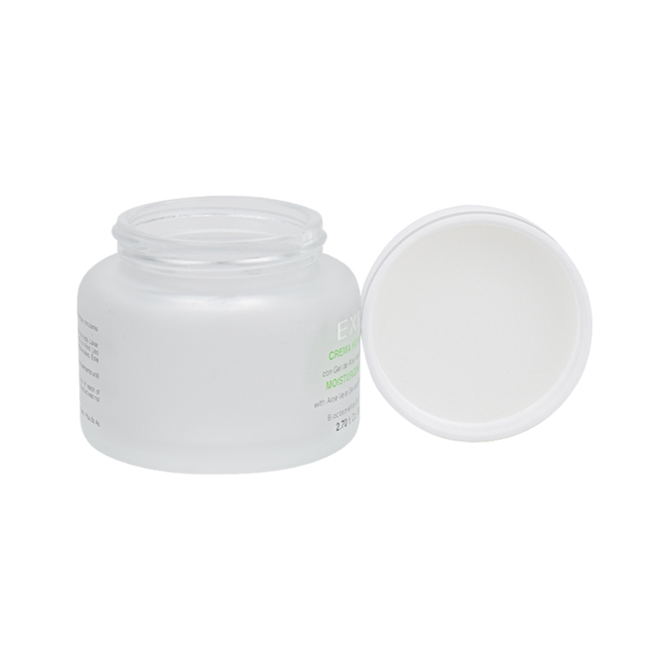 private mould frosted glass jar 80ml 80g round shoulder cosmetic cream jar with white lids