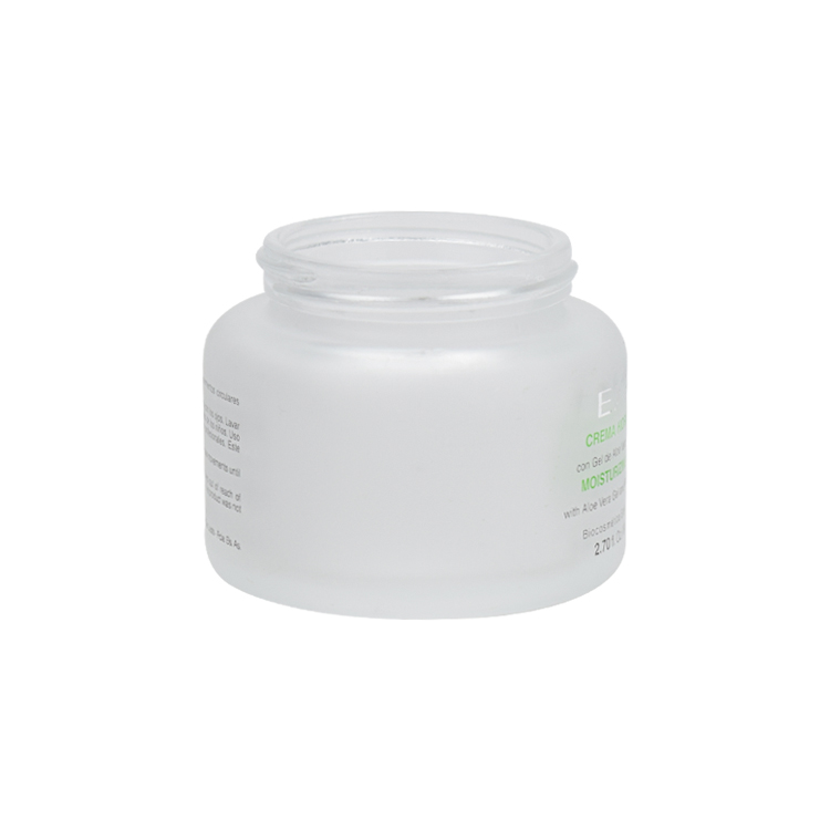 private mould frosted glass jar 80ml 80g round shoulder cosmetic cream jar with white lids