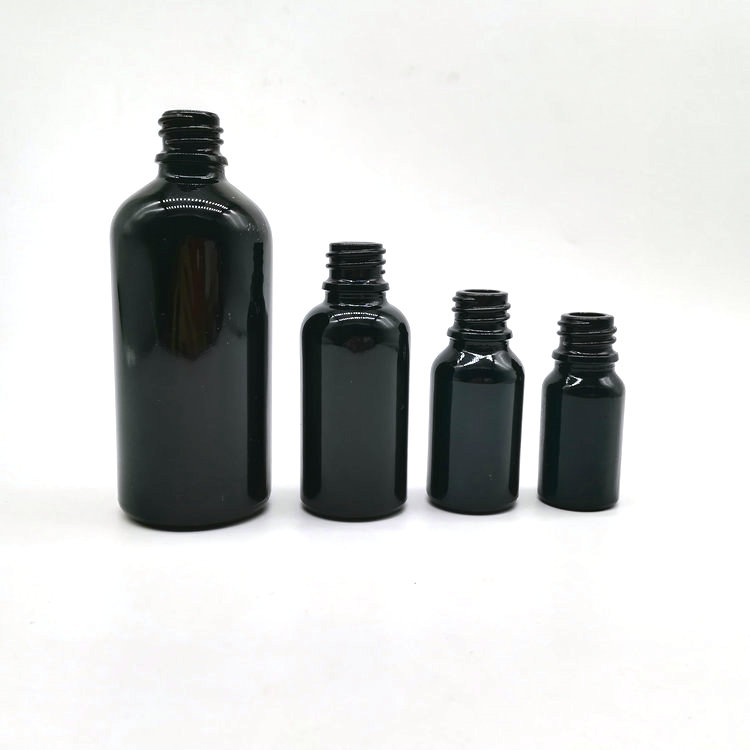 production black color glass essential oil bottle black glass dropper bottle