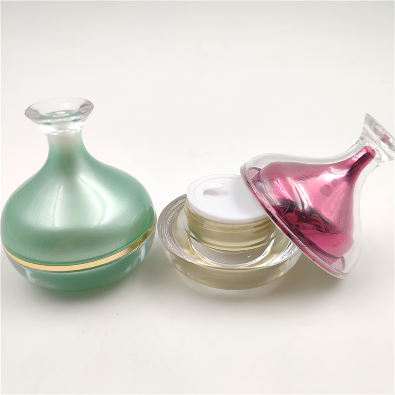professional fancy Luxury acrylic 5g 10g Cosmetics plastic cream jar pink green in stock