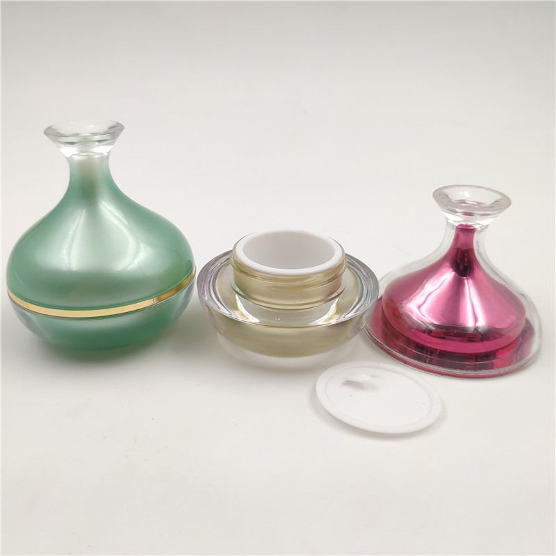 professional fancy Luxury acrylic 5g 10g Cosmetics plastic cream jar pink green in stock