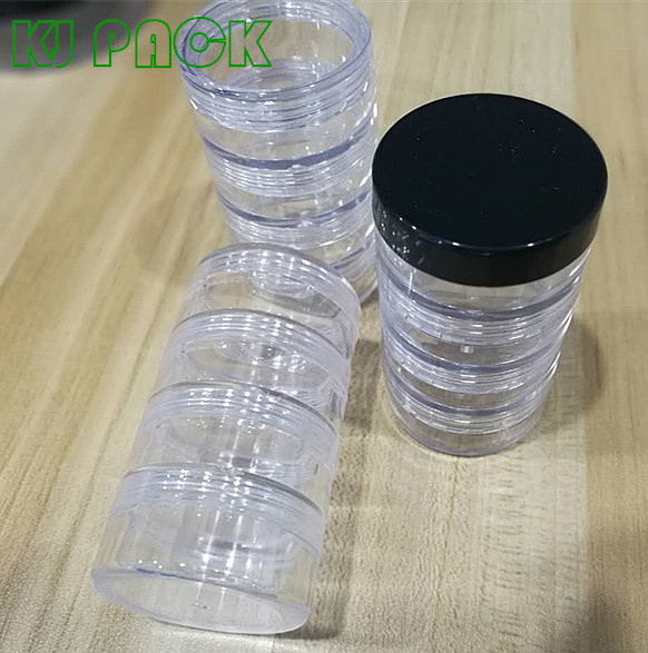 promote sales jar 2 3 4 5 6 multilayer stack cosmetic jar clear stacked pot for loose powder for glitter