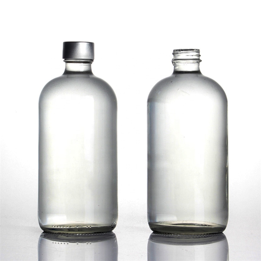 promotional personal logo flint clear frosted printing milk empty 250ml 375ml water glass 500ml boston glass bottle