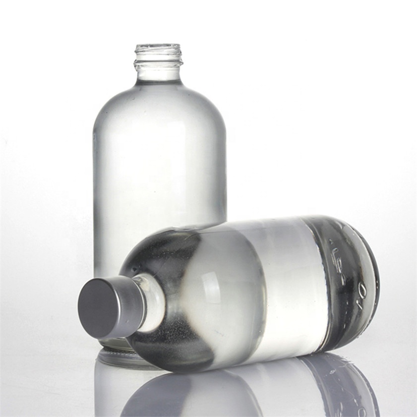promotional personal logo flint clear frosted printing milk empty 250ml 375ml water glass 500ml boston glass bottle