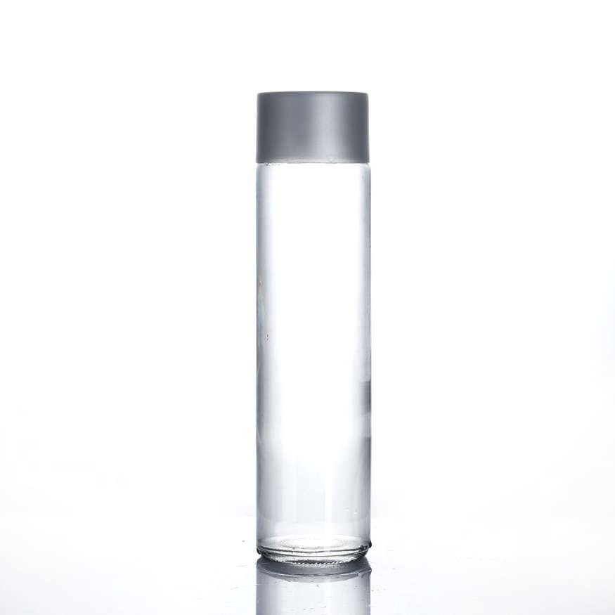 promotional personal logo flint clear frosted printing normal bottles milk empty 375ml 500ml water voss style glass bottle