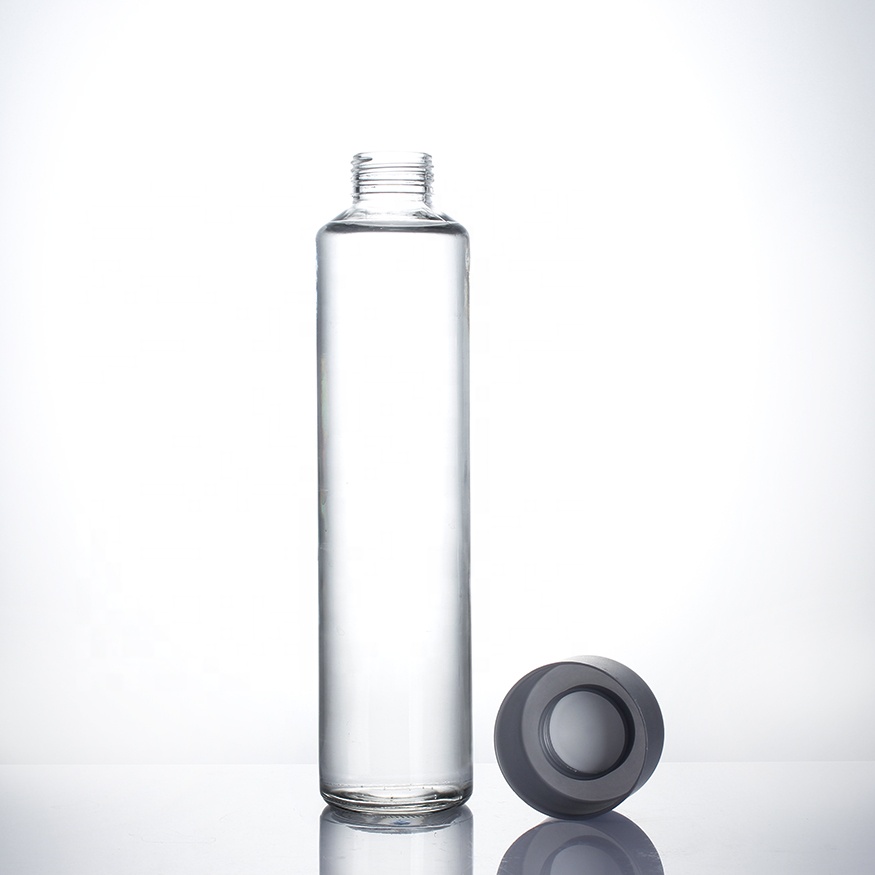 promotional personal logo flint clear frosted printing normal bottles milk empty 375ml 500ml water voss style glass bottle