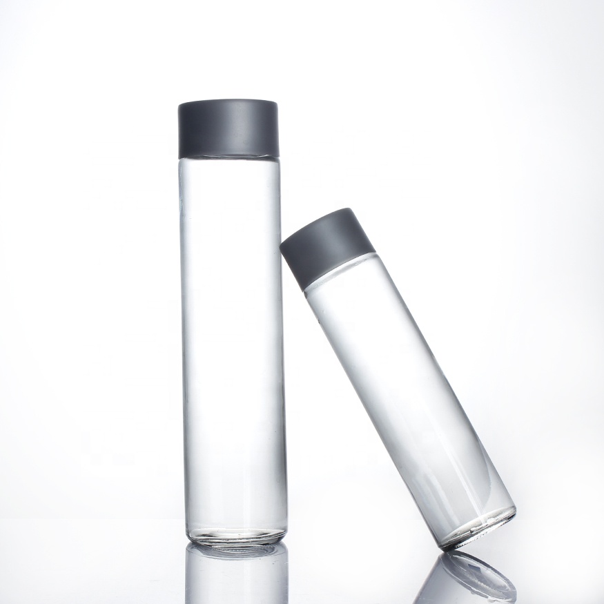 promotional personal logo flint clear frosted printing normal bottles milk empty 375ml 500ml water voss style glass bottle