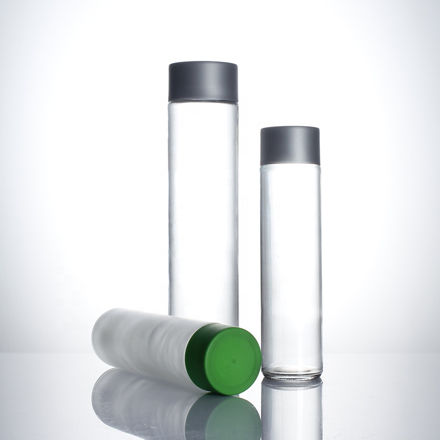 promotional personal logo flint clear frosted printing normal bottles milk empty 375ml 500ml water voss style glass bottle